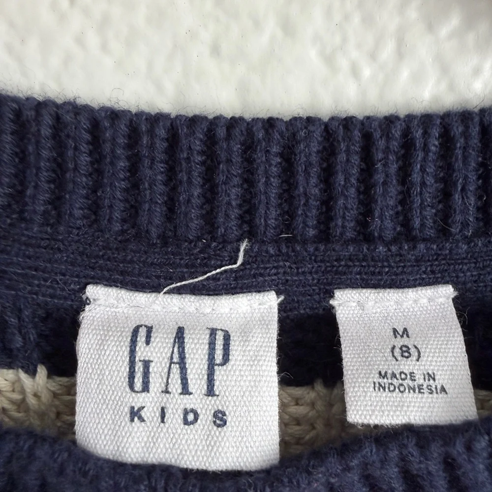 Striped Navy and Cream Girl's Sweater